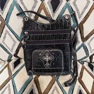 Black Textured Crossbody Bag